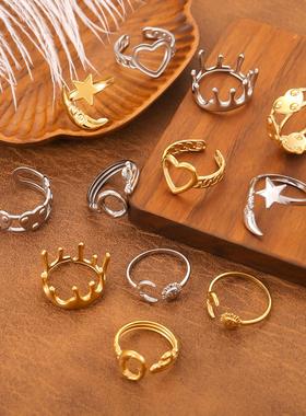 油压钛钢高级感开口戒指女