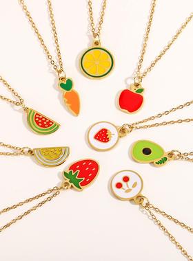不锈钢水果项链女轻奢锁骨链