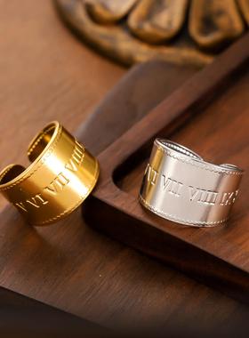 欧美潮牌几何宽面电镀戒指