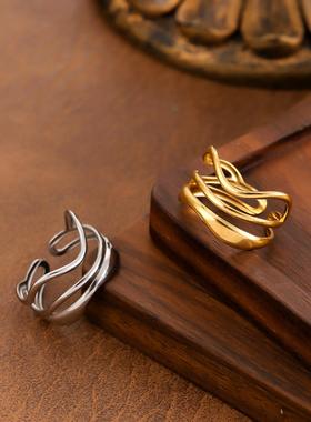 欧美18K镀金三层指环女戒