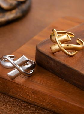 欧美风真金电镀开口戒指