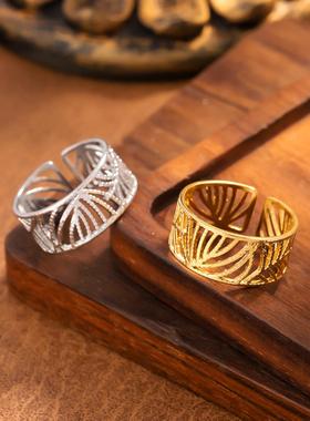 滴油圆形不锈钢情侣对戒