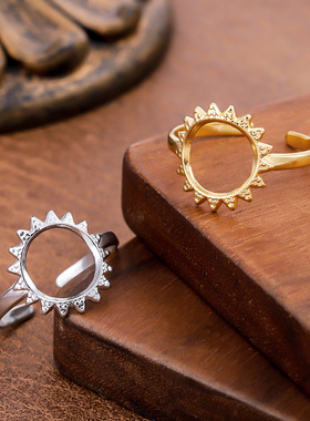 镂空太阳花镀金开口戒