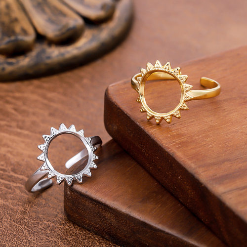 镂空太阳花镀金开口戒