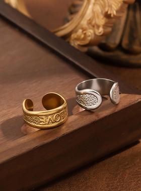 LOVE七彩金开口钛钢戒指