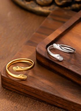 钛钢情侣戒温柔拥抱设计
