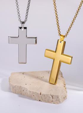 简约不锈钢十字架珍珠项链