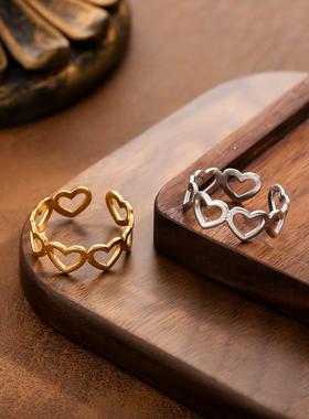 简约不锈钢镂空爱心戒指