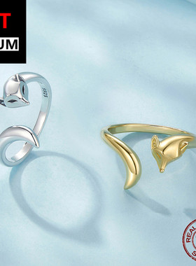 饰品跨境原创个性狡猾狐狸开口戒s925纯银可调节戒指动物饰品女