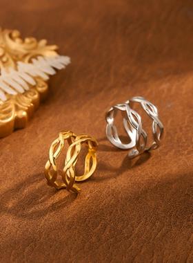 欧美不锈钢交叉钛钢女戒