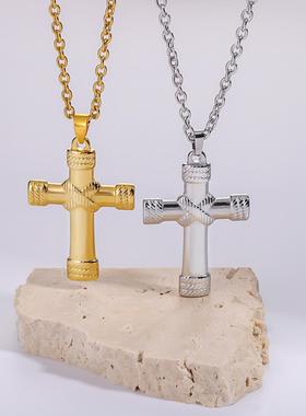 钛钢十字架男士嘻哈项链