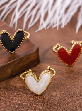 不锈钢滴油爱心女戒轻奢款