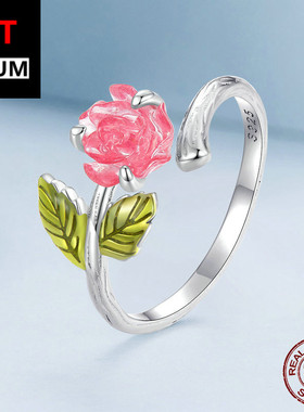 跨境百搭饰品跨境爆款s925纯银变色玫瑰开口戒指可调节指环饰品女