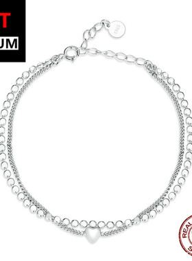 艾芙乐纯银s925简约双层爱心手链