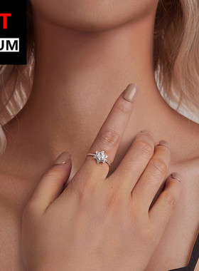 跨境百搭饰品跨境爆款百搭雪花戒指s925纯银镀白金时尚女饰品手饰