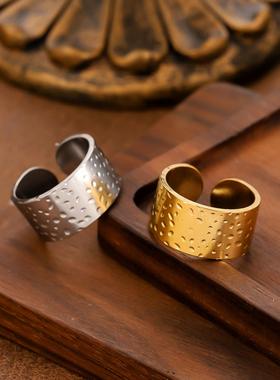 欧美不锈钢宽面个性戒指