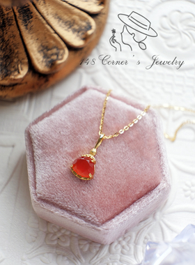 红玉髓925银三角吊坠项链