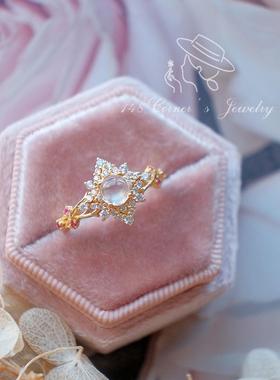 925银法式复古月光石戒指