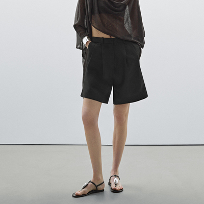 通勤风黑色高智感中腰拉链宽松