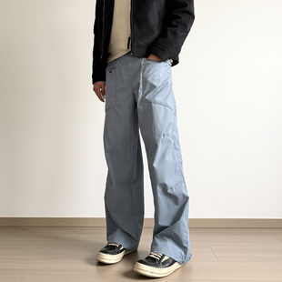 soxiox法工蓝新型软壳冲锋裤男女款春夏宽松三防户外登山徒步裤子