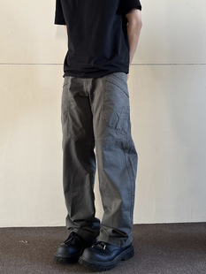soxiox秋季cargo工装裤男女薄款直筒口袋vintage水洗cleanfit裤子
