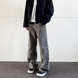 soxiox宽松弯刀工装牛仔裤男女夏季cleanfit美式高级感痞帅裤子潮