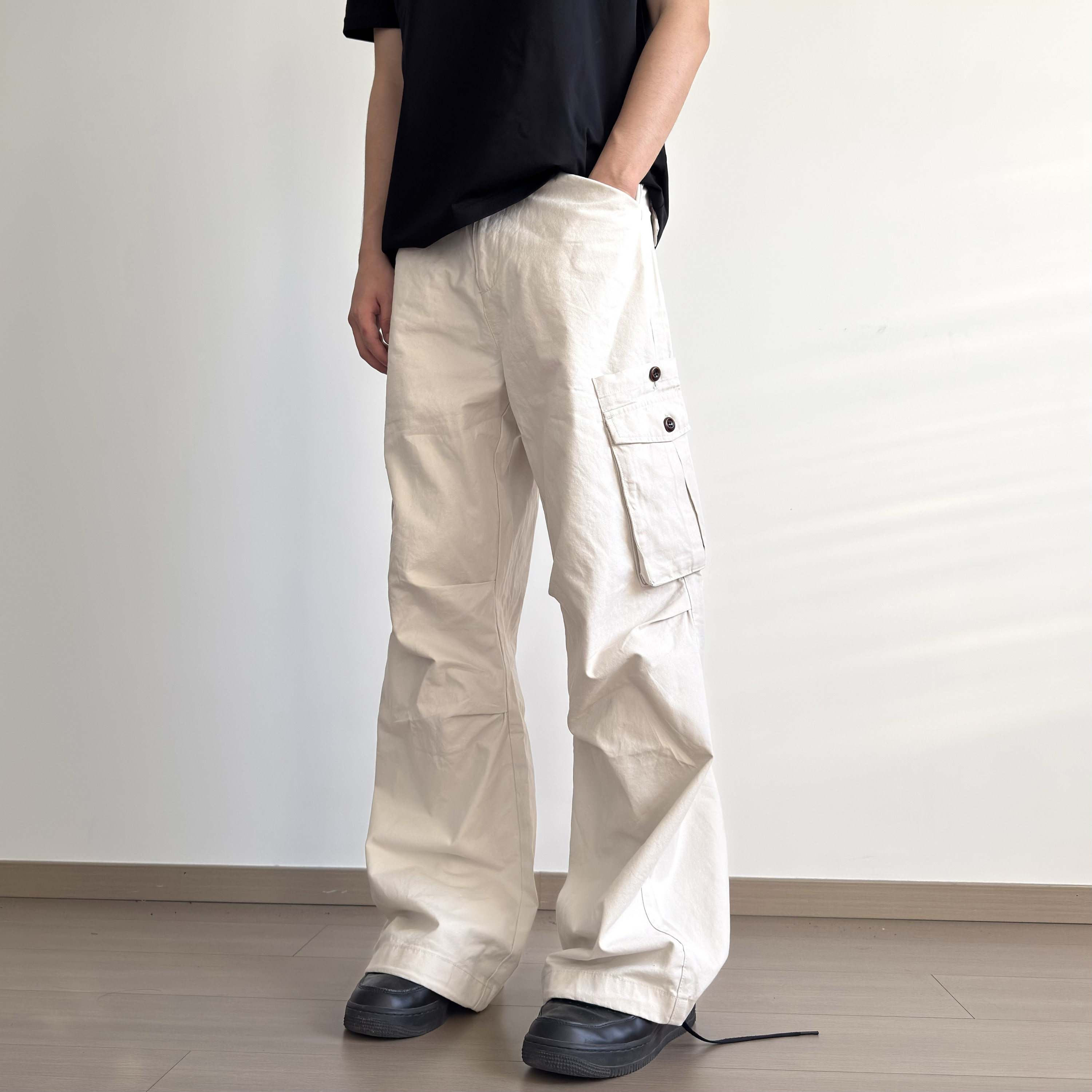 soxiox莱赛尔亚麻伞兵工装裤男女夏季薄款宽松阔腿美式高级感裤子
