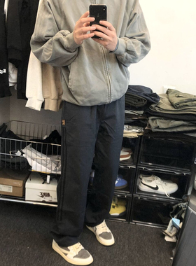 soxiox侧边条纹裤男女夏季加绒款加厚直筒运动裤宽松美式复古裤子