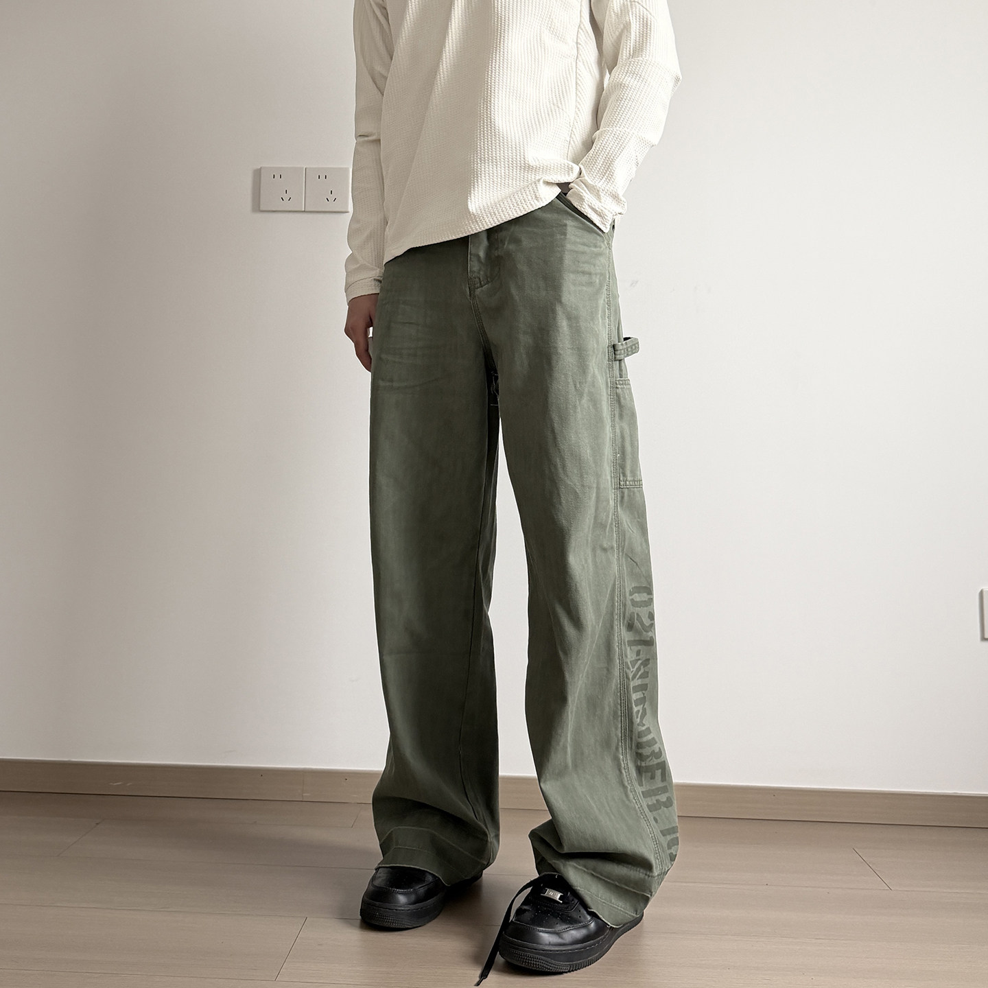 soxiox美式纯棉休闲裤男款直筒工装裤cleanfit加长春夏季薄款裤子