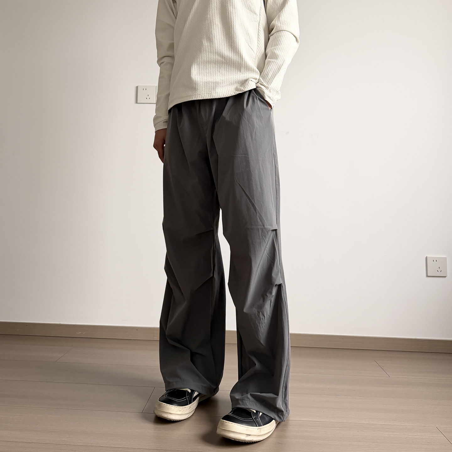 soxiox轻薄褶皱美式伞兵裤男女款春夏速干裤直筒宽松户外工装裤子