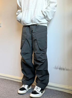 soxiox软壳冲锋裤男夏季宽松直筒户外美式速干裤防风防泼水工装裤