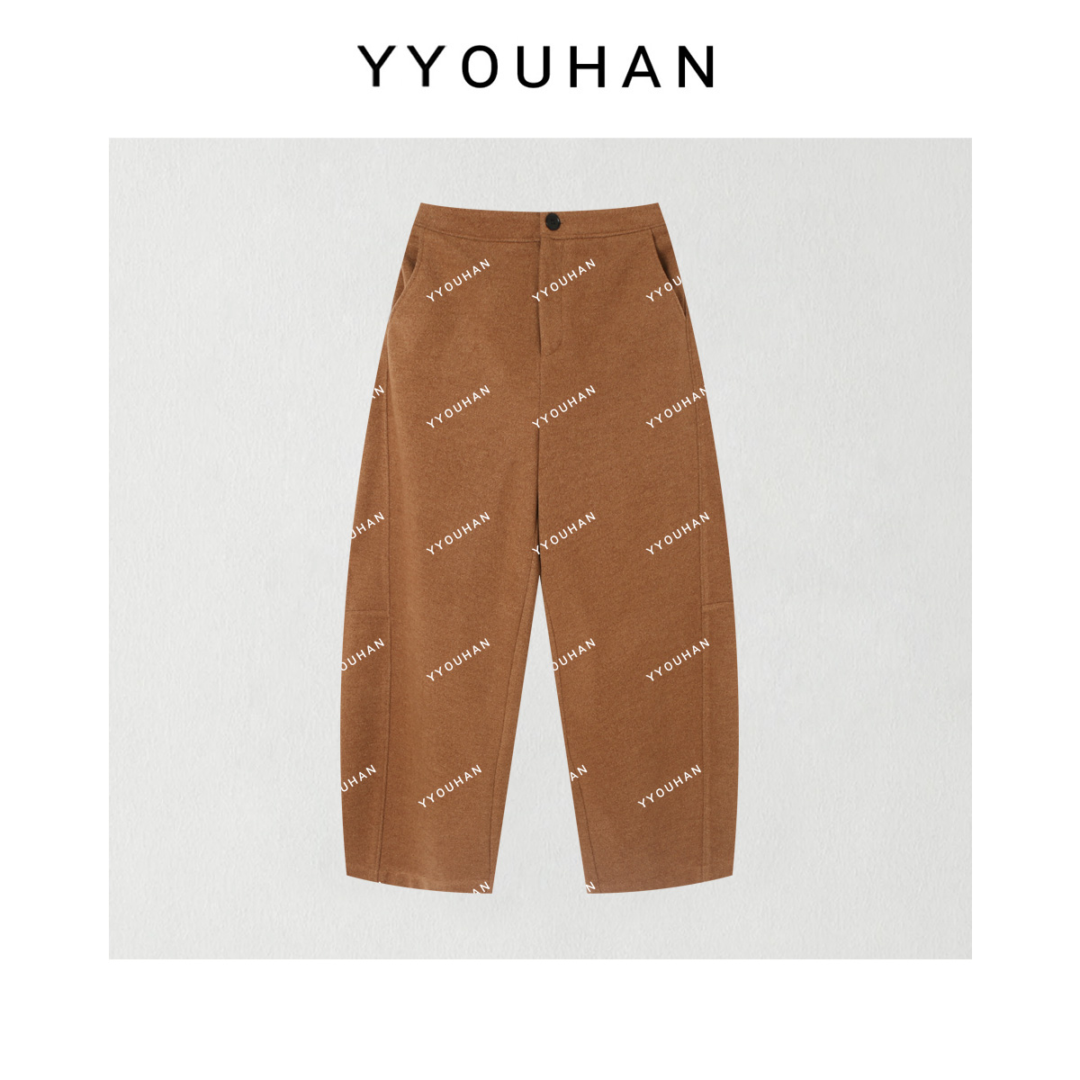YYOUHAN 2025秋冬小众设计斜插口袋显瘦百搭毛呢休闲裤 2509C6181