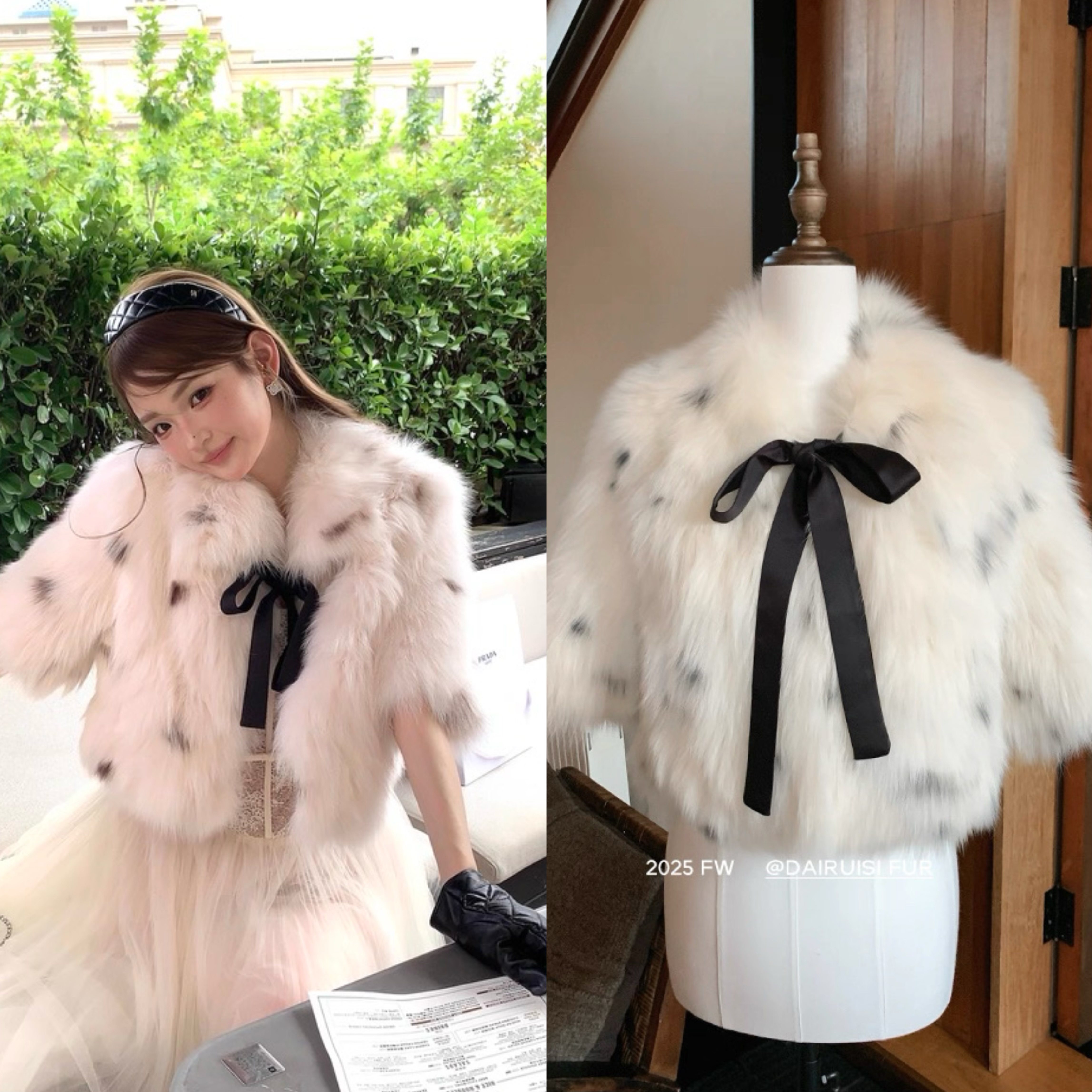 芬兰进口saga仿狐狸毛波点蝴蝶结斗篷外套,女装/女士精品,短外套,淘宝优惠券,粉丝福利购,淘宝优惠卷