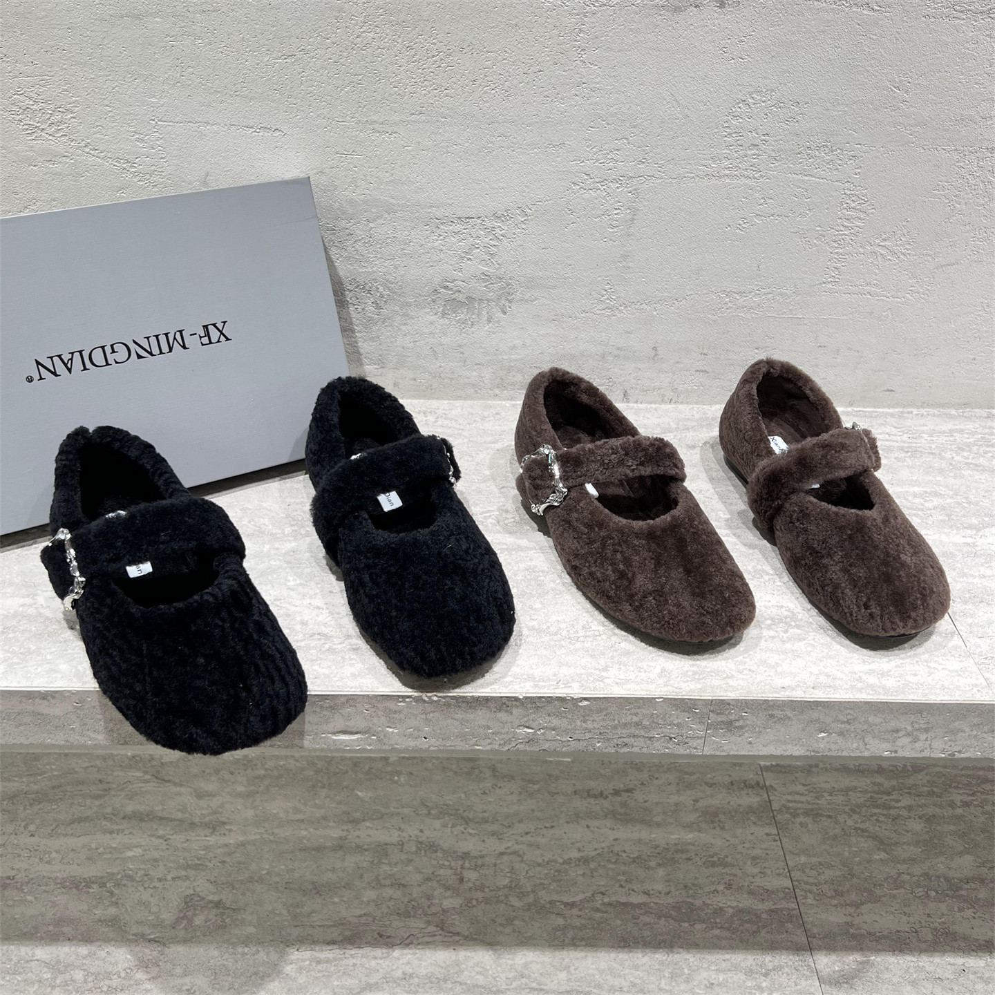 真皮扣带加绒保暖毛毛鞋勃肯棉鞋