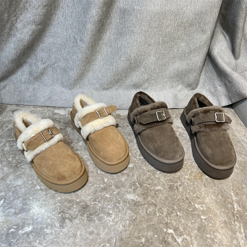 真皮厚底保暖毛毛皮毛一体雪地靴