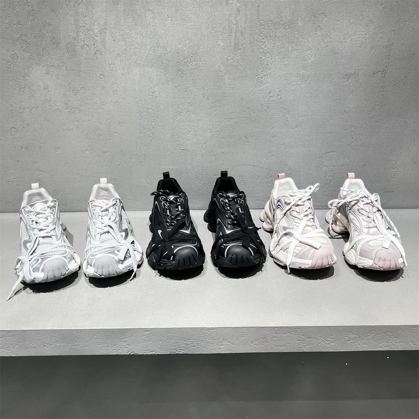 欧洲站女2026春新款欧货真皮网面系带厚底老爹鞋松糕底休闲运动鞋