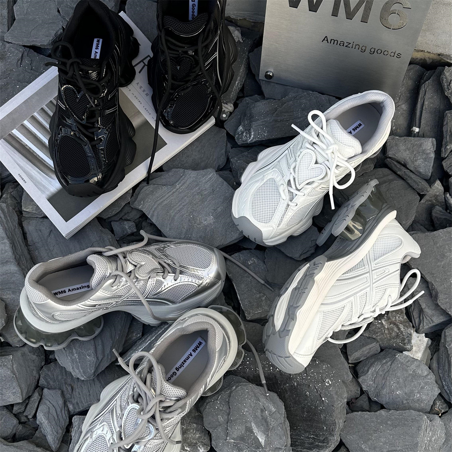 WM6女鞋2026春新款欧货真皮网面系带厚底老爹鞋松糕底休闲运动鞋,女鞋,老爹鞋,淘宝优惠券,粉丝福利购,淘宝优惠卷