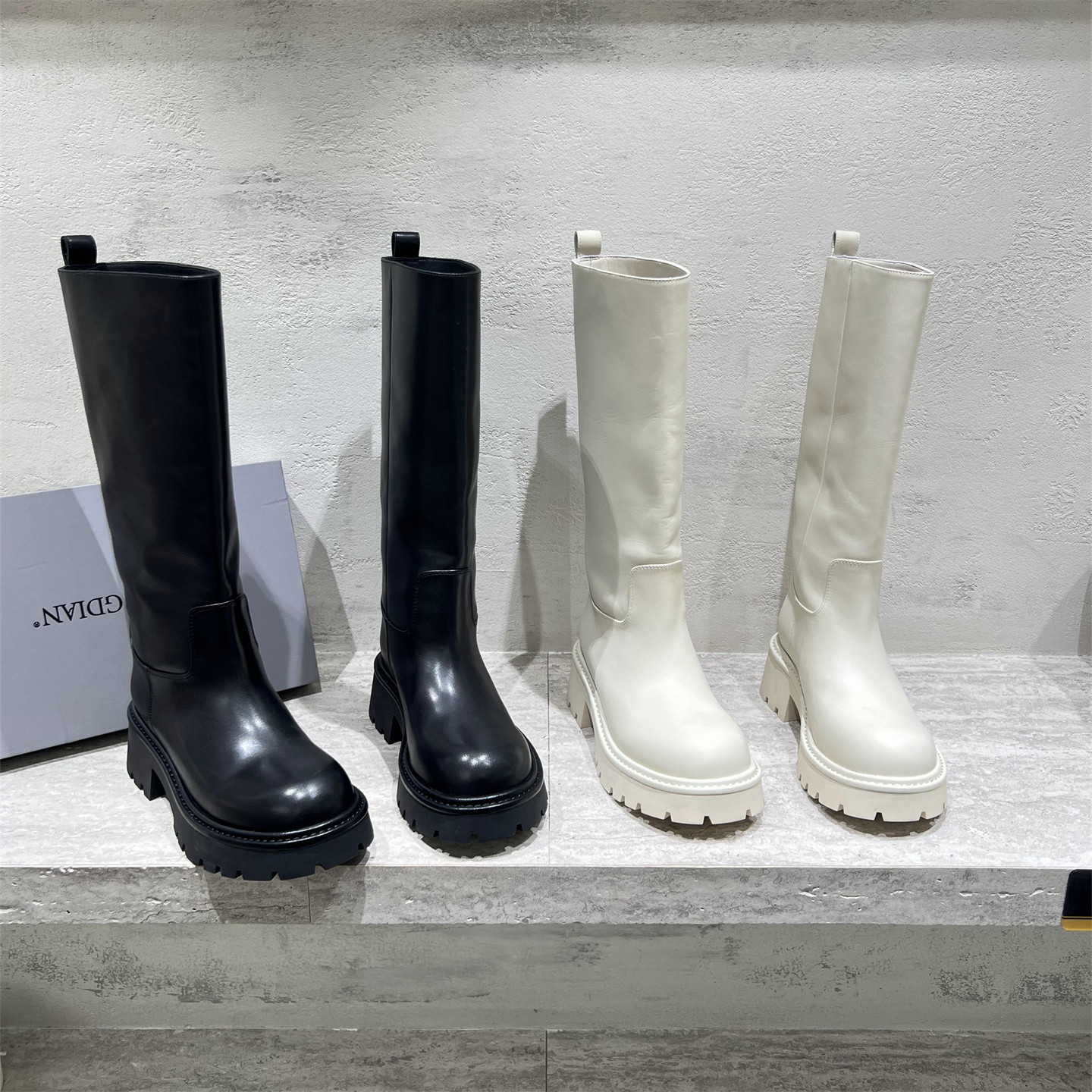 真皮厚底显瘦套筒高筒长靴骑士靴