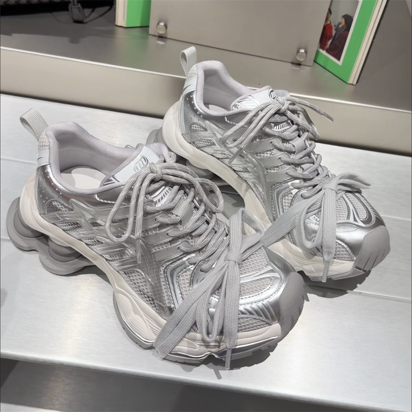 WM6女鞋2026春新款欧货真皮系带ins厚底老爹鞋松糕底休闲运动鞋潮