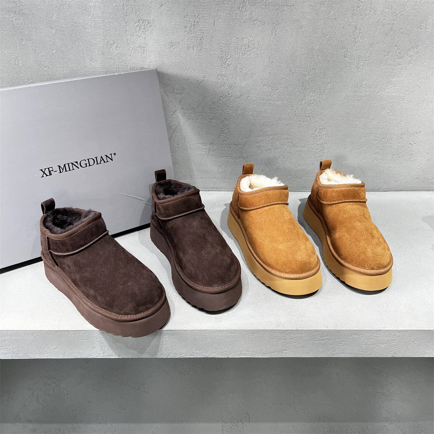 真皮皮毛一体保暖雪地靴大棉短靴