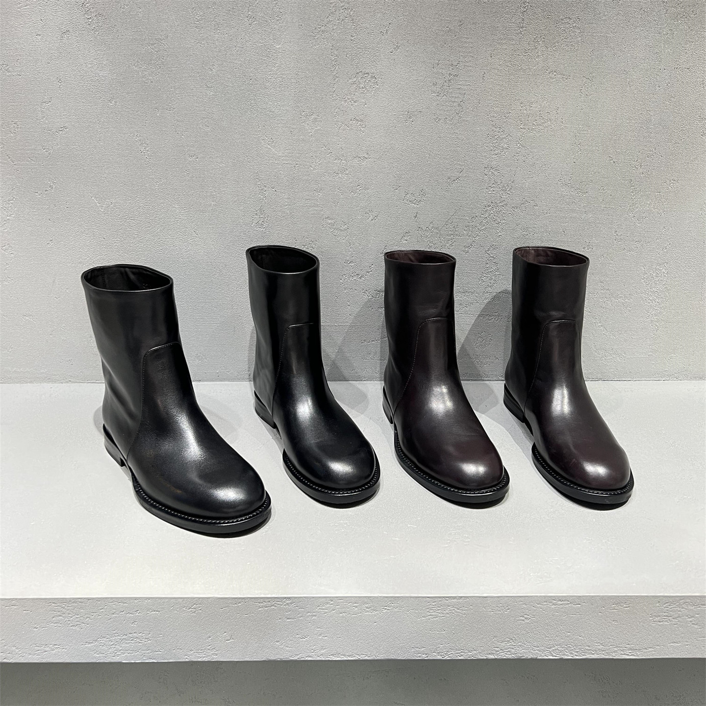 真皮胎牛皮套筒全皮短靴马丁靴潮