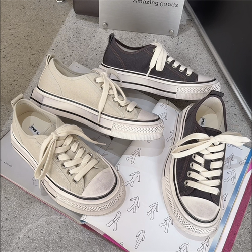 wm6真皮做旧厚底帆布休闲板鞋潮