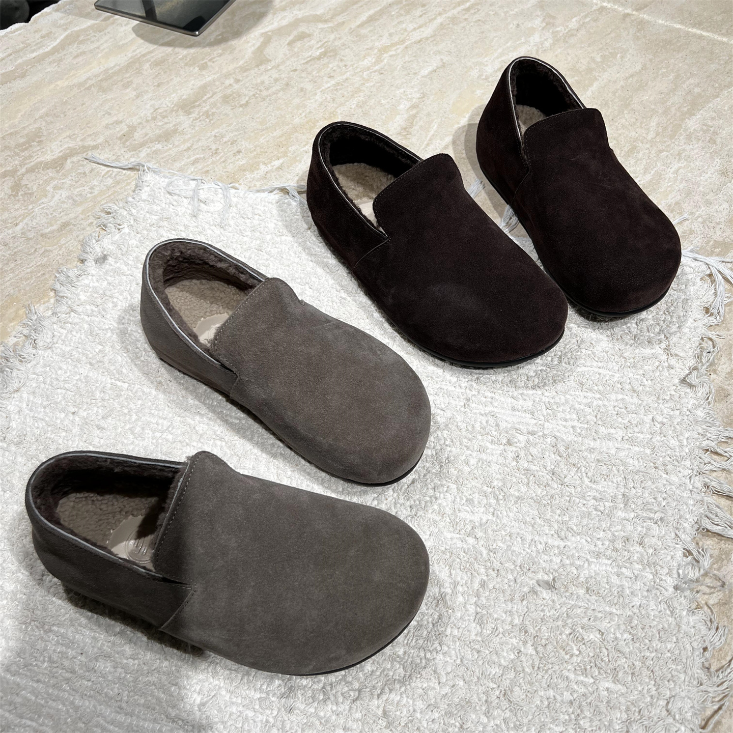 真皮磨砂羊毛加绒保暖棉鞋勃肯鞋