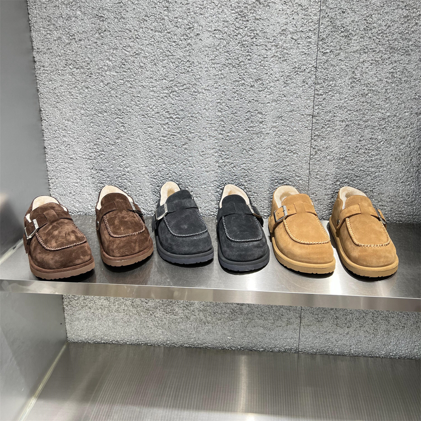 乐魔真皮厚底羊毛保暖勃肯鞋棉鞋