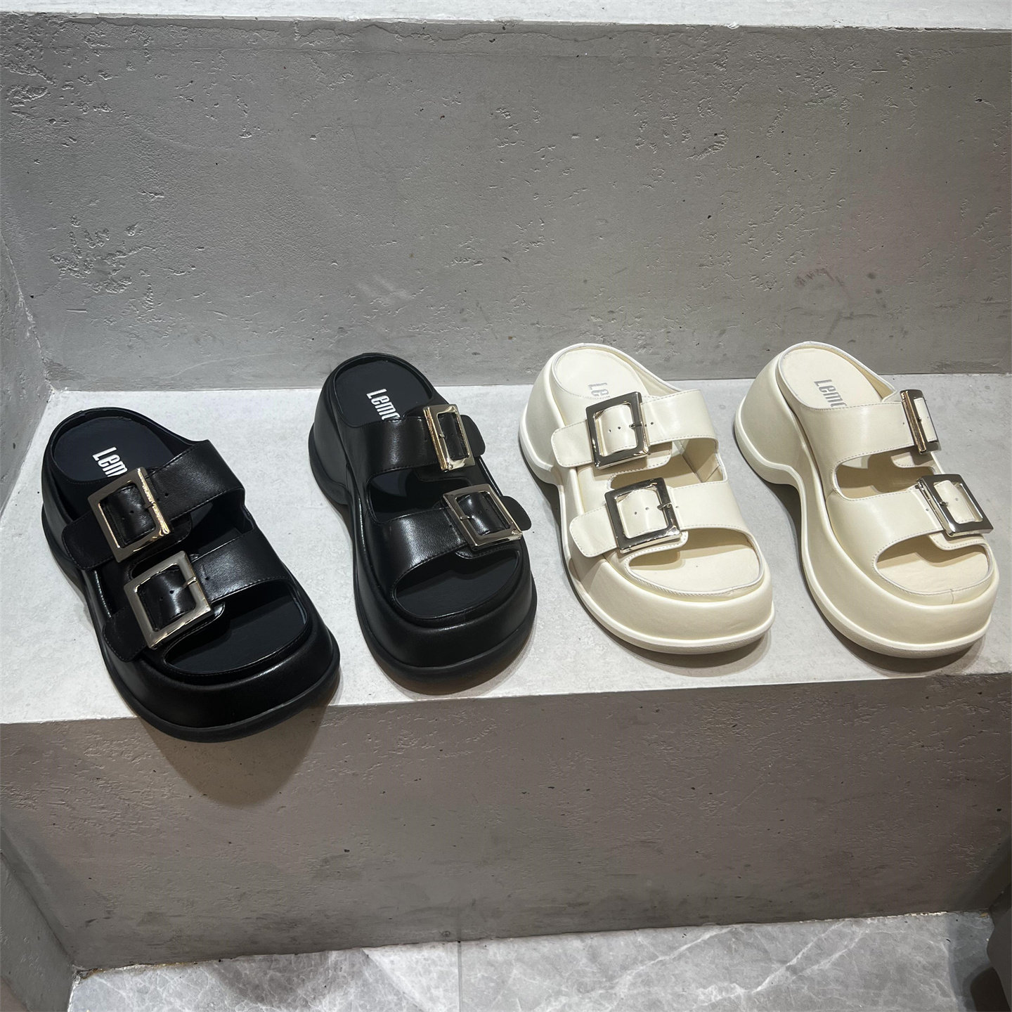 欧洲站女2026夏新款欧货真皮扣带厚底增高一字拖凉鞋沙滩风凉拖鞋