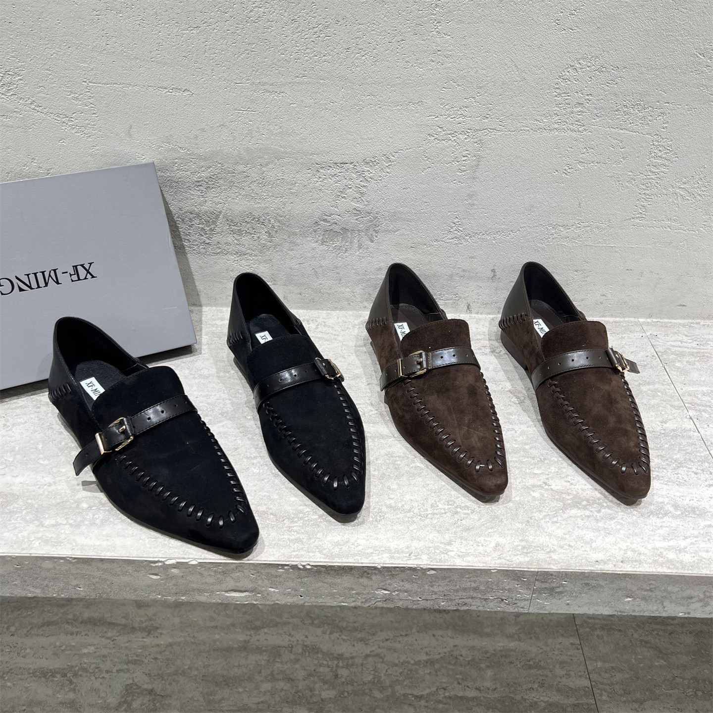 真皮磨砂皮平底奶奶单鞋玛丽珍鞋