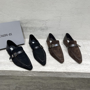 玛丽珍鞋 欧货真皮磨砂皮扣带可脚踩奶奶单鞋 2025秋新款 欧洲站女鞋