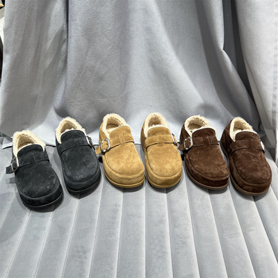 乐魔真皮羊毛加绒保暖棉鞋勃肯鞋