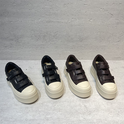 欧货真皮魔术贴松糕厚底休闲板鞋