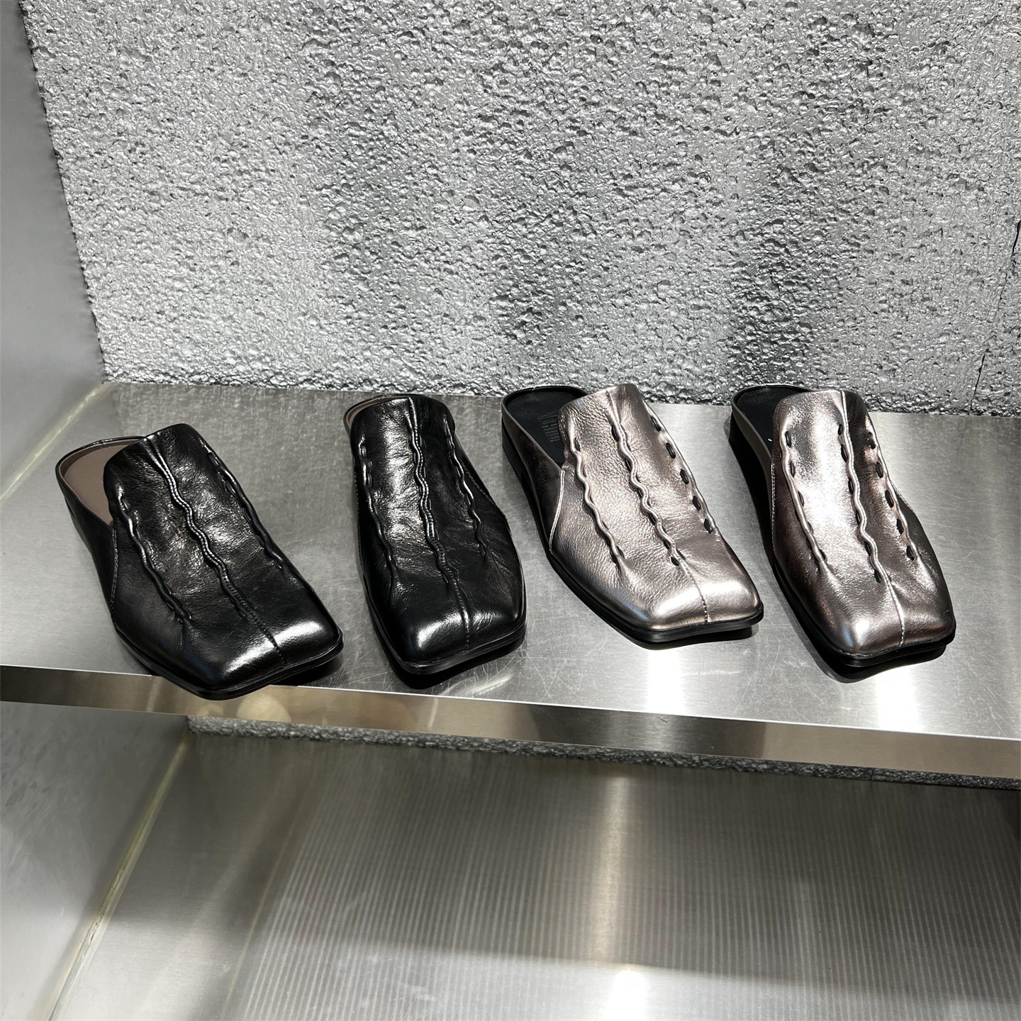 欧洲站女鞋2026春新款欧货真皮方头平底懒人半拖百搭时尚包头拖鞋,女鞋,包头拖,淘宝优惠券,粉丝福利购,淘宝优惠卷